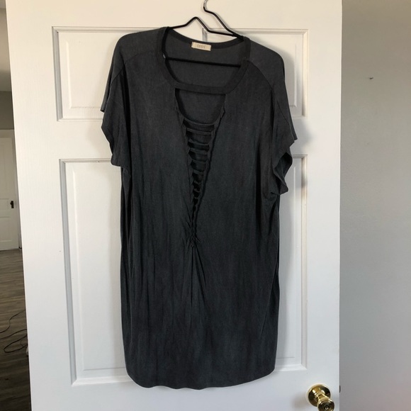 ODDY Tops - Grey tie neck top ODDY Tops - Grey tie neck top